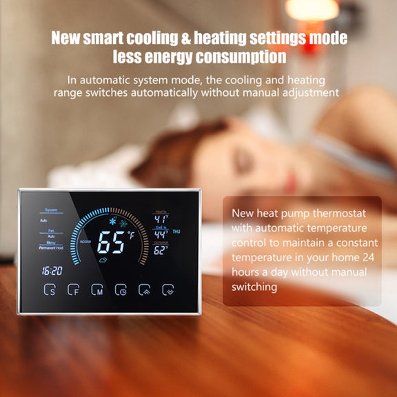 BHP-8000-WIFI-W 3H2C Smart Home Heat Pump Round Room Mirror Housing Thermostat with Adapter Plate & WiFi, AC 24V(White)