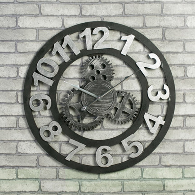 Originality American Industrial Style Wood Vintage Old Gear Wall Clock (Silver) - Wall Clock by PMc TechLife | Online Shopping South Africa | PMc TechLife | Buy Now Pay Later Mobicred
