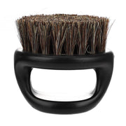 Men Ring Design Portable Boar Brush Black ABS Haircut Cleaning Shaving Brush(Black)