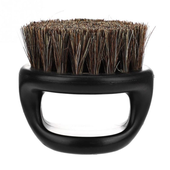 Men Ring Design Portable Boar Brush Black ABS Haircut Cleaning Shaving Brush(Black)