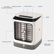 Mini Desktop Cooling Fan Humidifier Air Conditioning Fan Moisturizing Spray Fan(White)