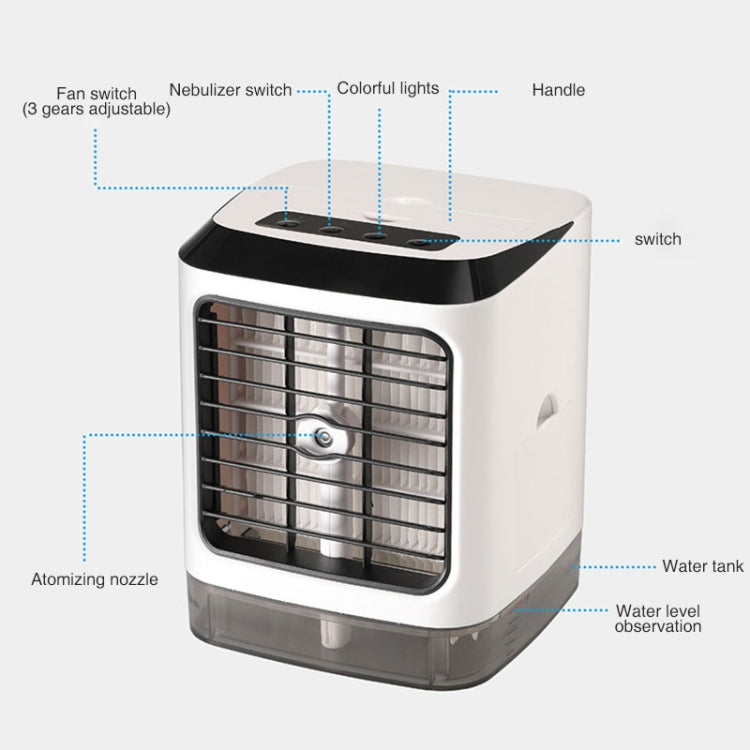 Mini Desktop Cooling Fan Humidifier Air Conditioning Fan Moisturizing Spray Fan(White)