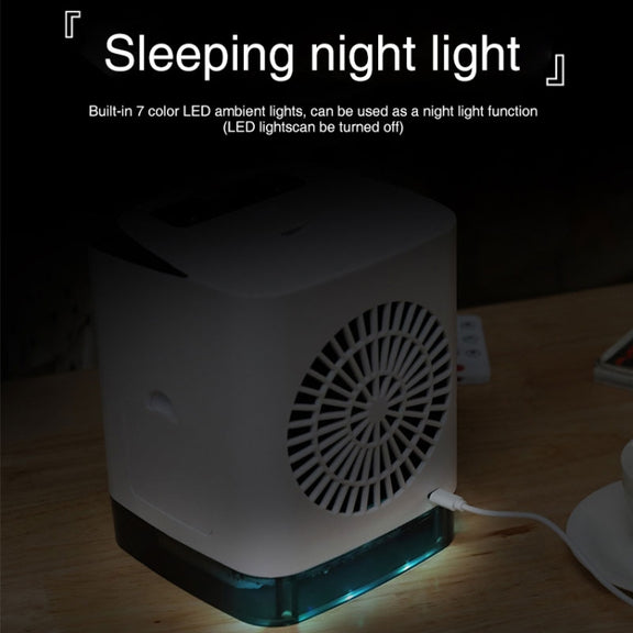 Mini Desktop Cooling Fan Humidifier Air Conditioning Fan Moisturizing Spray Fan(White)