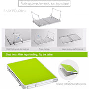 Plastic Mat Adjustable Portable Laptop Table Folding Stand Computer Reading Desk Bed Tray (Sapphire Blue)