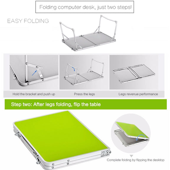 Plastic Mat Adjustable Portable Laptop Table Folding Stand Computer Reading Desk Bed Tray (Sapphire Blue)