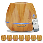 Diamond Wood Grain Remote Control Ultrasonic Humidifier Aromatherapy Machine Automatic Alcohol Sprayer with LED Lights, Capacity: 400mL, AU Plug (Light Wood Color)