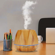 Diamond Wood Grain Remote Control Ultrasonic Humidifier Aromatherapy Machine Automatic Alcohol Sprayer with LED Lights, Capacity: 400mL, AU Plug (Light Wood Color)