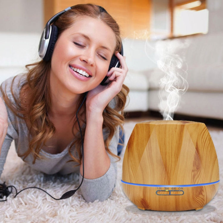Diamond Wood Grain Remote Control Ultrasonic Humidifier Aromatherapy Machine Automatic Alcohol Sprayer with LED Lights, Capacity: 400mL, AU Plug (Light Wood Color)