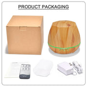 Diamond Wood Grain Remote Control Ultrasonic Humidifier Aromatherapy Machine Automatic Alcohol Sprayer with LED Lights, Capacity: 400mL, AU Plug (Light Wood Color)