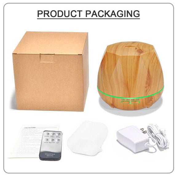 Diamond Wood Grain Remote Control Ultrasonic Humidifier Aromatherapy Machine Automatic Alcohol Sprayer with LED Lights, Capacity: 400mL, AU Plug (Light Wood Color)