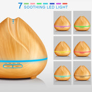 Peach Shape Wood Grain Remote Control Ultrasonic Humidifier Aromatherapy Machine Automatic Alcohol Sprayer with LED Lights, Capacity: 400mL, AU Plug (Dark Wood Color)