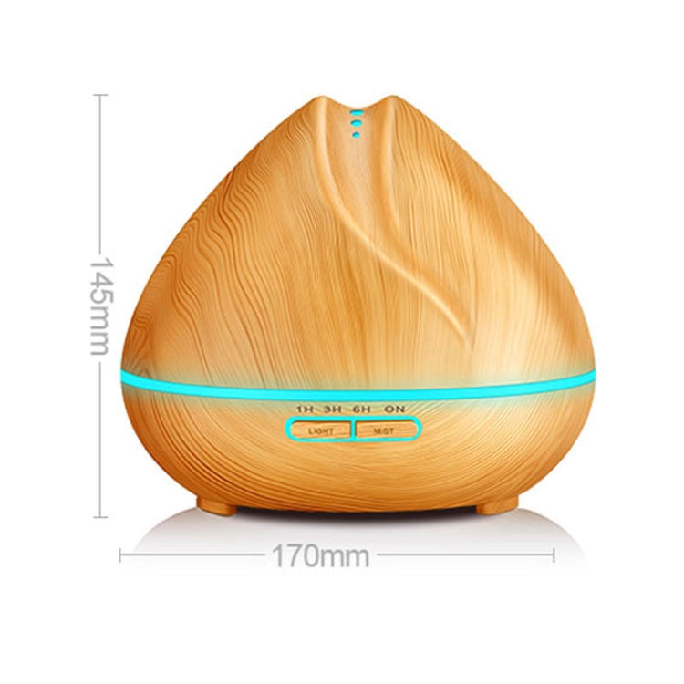 Peach Shape Wood Grain Remote Control Ultrasonic Humidifier Aromatherapy Machine Automatic Alcohol Sprayer with LED Lights, Capacity: 400mL, AU Plug (Light Wood Color)