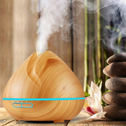 Peach Shape Wood Grain Remote Control Ultrasonic Humidifier Aromatherapy Machine Automatic Alcohol Sprayer with LED Lights, Capacity: 400mL, AU Plug (Light Wood Color)