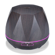 Diamond Wood Grain Remote Control Ultrasonic Humidifier Aromatherapy Machine Automatic Alcohol Sprayer with LED Lights, Capacity: 400mL, EU Plug (Dark Wood Color)