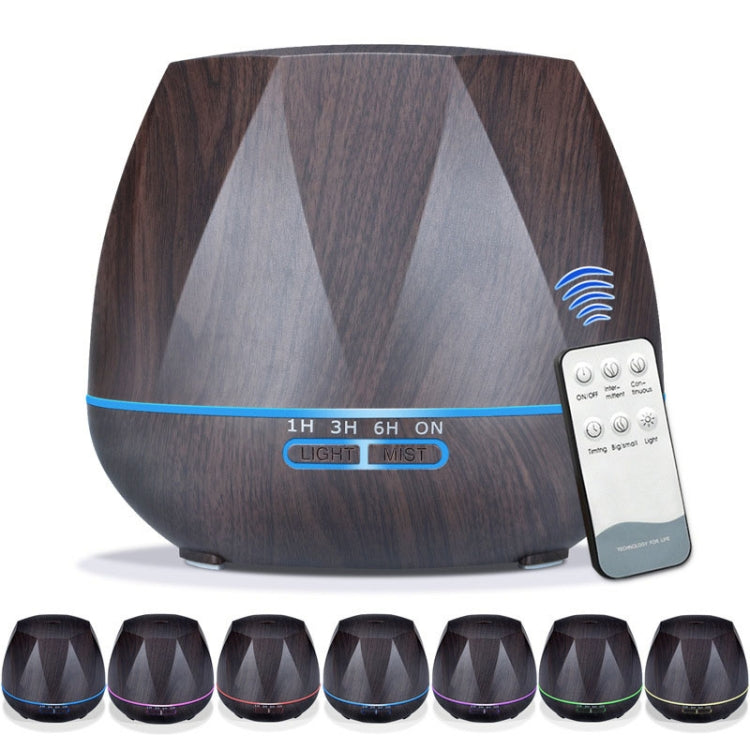 Diamond Wood Grain Remote Control Ultrasonic Humidifier Aromatherapy Machine Automatic Alcohol Sprayer with LED Lights, Capacity: 400mL, EU Plug (Dark Wood Color)