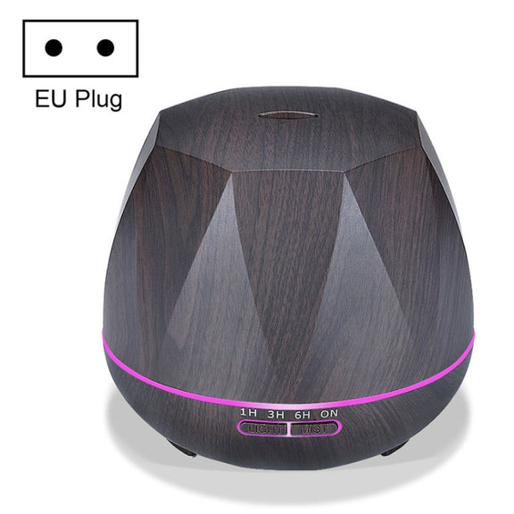 Diamond Wood Grain Remote Control Ultrasonic Humidifier Aromatherapy Machine Automatic Alcohol Sprayer with LED Lights, Capacity: 400mL, EU Plug (Dark Wood Color)