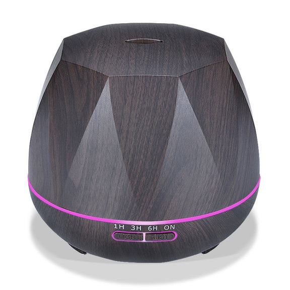 Diamond Wood Grain Remote Control Ultrasonic Humidifier Aromatherapy Machine Automatic Alcohol Sprayer with LED Lights, Capacity: 400mL, US Plug (Dark Wood Color)
