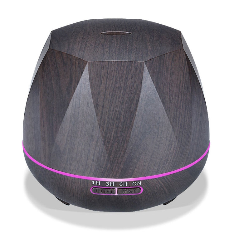 Diamond Wood Grain Remote Control Ultrasonic Humidifier Aromatherapy Machine Automatic Alcohol Sprayer with LED Lights, Capacity: 400mL, US Plug (Dark Wood Color)
