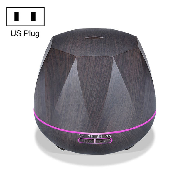 Diamond Wood Grain Remote Control Ultrasonic Humidifier Aromatherapy Machine Automatic Alcohol Sprayer with LED Lights, Capacity: 400mL, US Plug (Dark Wood Color)