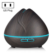 Peach Shape Wood Grain Remote Control Ultrasonic Humidifier Aromatherapy Machine Automatic Alcohol Sprayer with LED Lights, Capacity: 400mL, US Plug (Dark Wood Color)