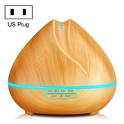 Peach Shape Wood Grain Remote Control Ultrasonic Humidifier Aromatherapy Machine Automatic Alcohol Sprayer with LED Lights, Capacity: 400mL, US Plug (Light Wood Color)