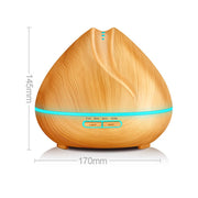 Peach Shape Wood Grain Remote Control Ultrasonic Humidifier Aromatherapy Machine Automatic Alcohol Sprayer with LED Lights, Capacity: 400mL, US Plug (Light Wood Color)