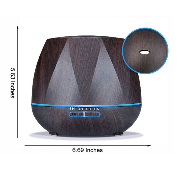 Diamond Wood Grain Remote Control Ultrasonic Humidifier Aromatherapy Machine Automatic Alcohol Sprayer with LED Lights, Capacity: 400mL, UK Plug (Dark Wood Color) - free shipping - PMC TechLife - Order now!