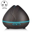 Peach Shape Wood Grain Remote Control Ultrasonic Humidifier Aromatherapy Machine Automatic Alcohol Sprayer with LED Lights, Capacity: 400mL, UK Plug (Dark Wood Color) - free shipping - PMC TechLife - Order now!