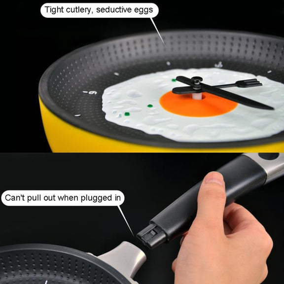 Fried Egg Pan Shape Creative Living Room Decorative Wall Clock (Black)