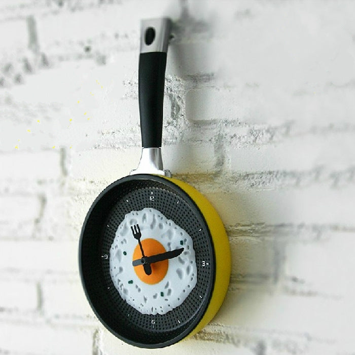 Fried Egg Pan Shape Creative Living Room Decorative Wall Clock (Black)