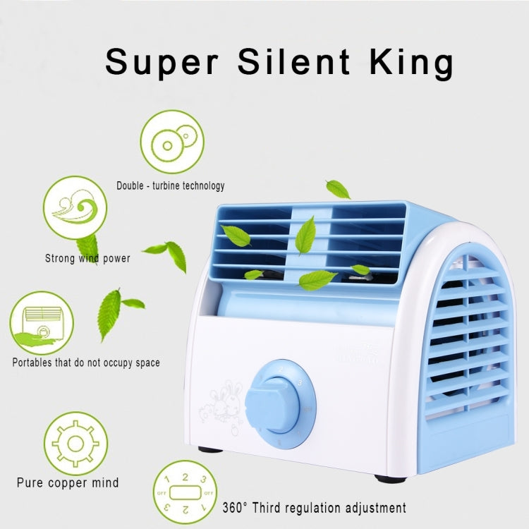 30W Turbine No Blade Mini Desktop Mute Fan for Dormitory / Bedroom / Living Room / Office, 3 Kinds Speed Modes, AC 220V(Blue)
