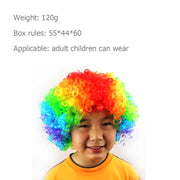 Colorful Wild-Curl Up Crown Party Cosplay Headwear Wavy Short Polyester Yarn Made Wigs For Adult And Child(iridescence)