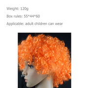 Colorful Wild-Curl Up Crown Party Cosplay Headwear Wavy Short Polyester Yarn Made Wigs For Adult And Child(Orange)
