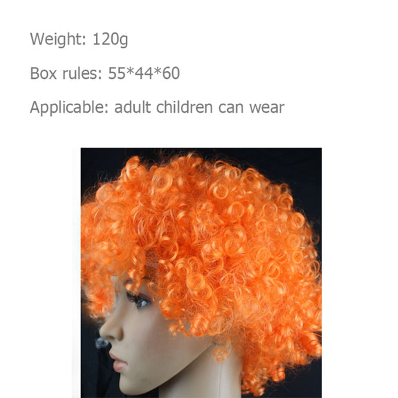Colorful Wild-Curl Up Crown Party Cosplay Headwear Wavy Short Polyester Yarn Made Wigs For Adult And Child(Orange)
