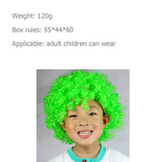 Colorful Wild-Curl Up Crown Party Cosplay Headwear Wavy Short Polyester Yarn Made Wigs For Adult And Child(Green)