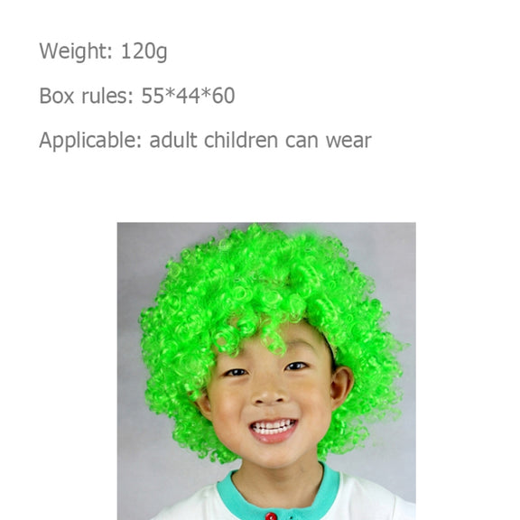 Colorful Wild-Curl Up Crown Party Cosplay Headwear Wavy Short Polyester Yarn Made Wigs For Adult And Child(Green)
