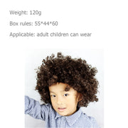 Colorful Wild-Curl Up Crown Party Cosplay Headwear Wavy Short Polyester Yarn Made Wigs For Adult And Child(Brown)