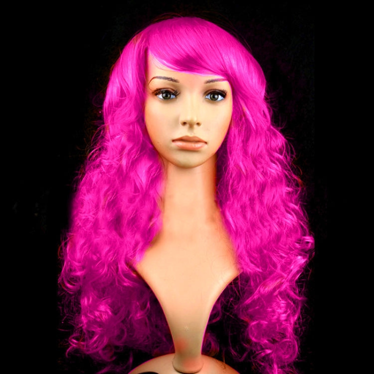 Colorful Wild-Curl Up Party Headwear Wavy Long PET Wigs For Female(Pink)