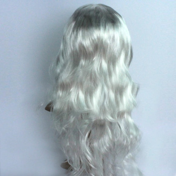Colorful Wild-Curl Up Party Headwear Wavy Long PET Wigs For Female(White)