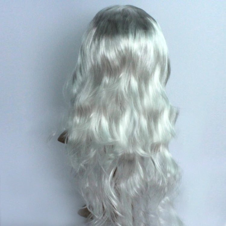 Colorful Wild-Curl Up Party Headwear Wavy Long PET Wigs For Female(White)