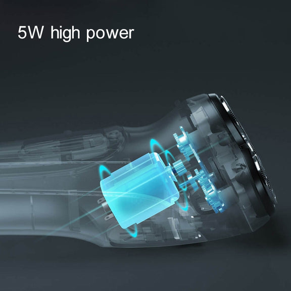 Original Xiaomi ENCHEN Water Proof Triple Rotary Double Ring Blade Shaving Head Electric Rechargeable Shaver For Men(Silver)