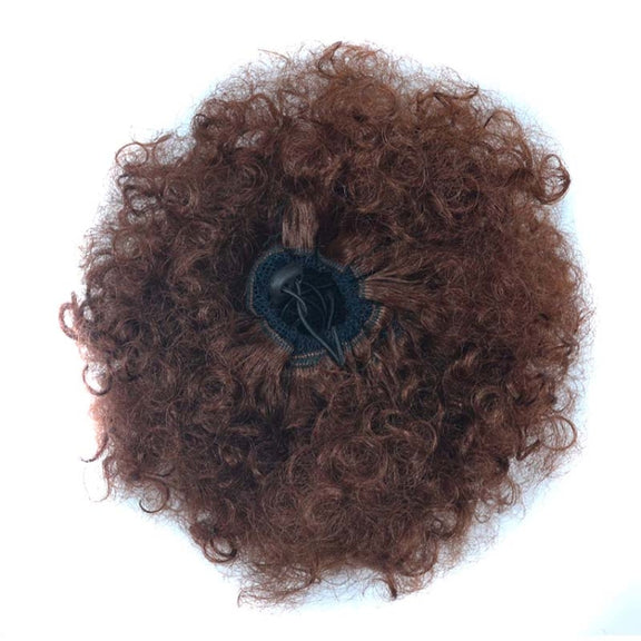 European and American Black People Explosion Head Fluffy Curl Hair Net Wig(Dark Brown)