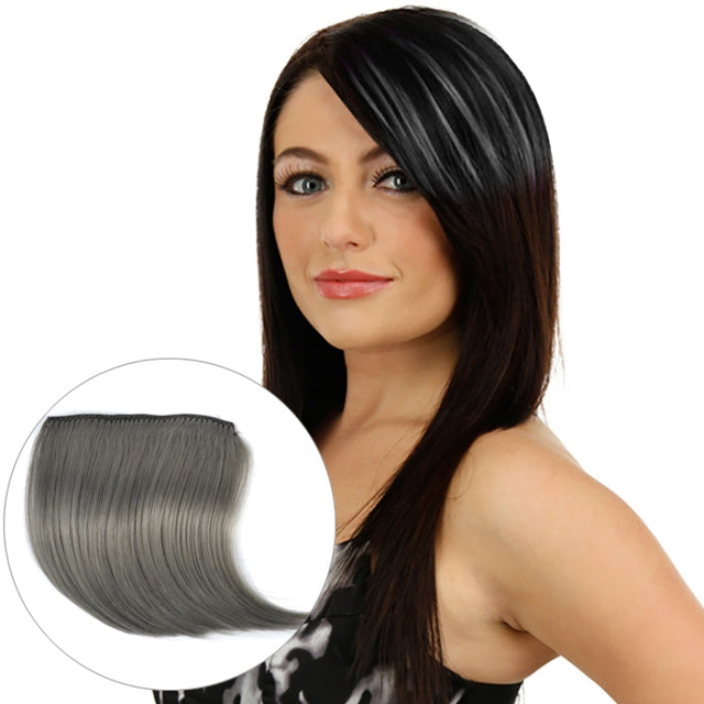 Color Gradient Invisible Seamless Hair Extension Wig Piece Straight Hair Piece Color Bangs Hair Piece(Granny Gray)