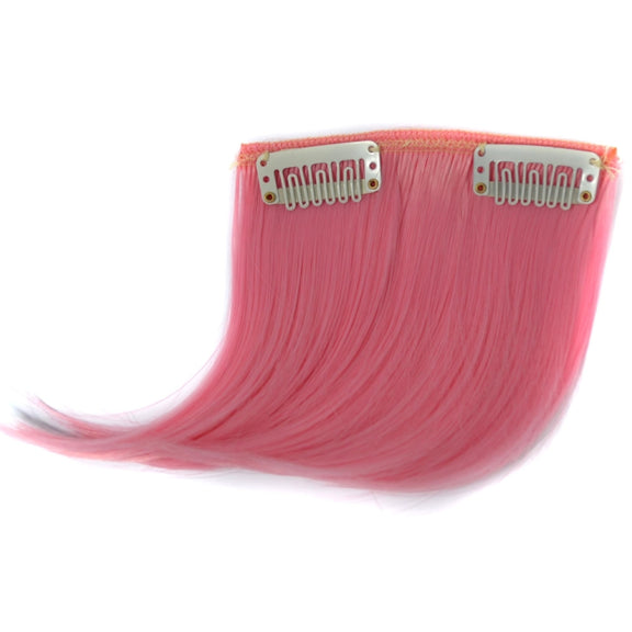 Color Gradient Invisible Seamless Hair Extension Wig Piece Straight Hair Piece Color Bangs Hair Piece(Dark Pink)