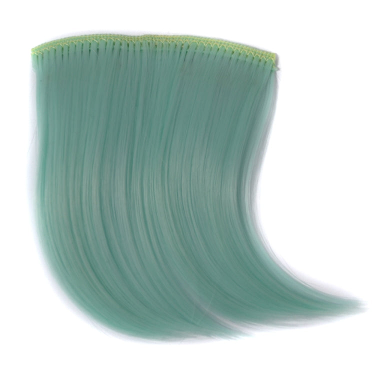 Color Gradient Invisible Seamless Hair Extension Wig Piece Straight Hair Piece Color Bangs Hair Piece(Fluorescent Green Light)