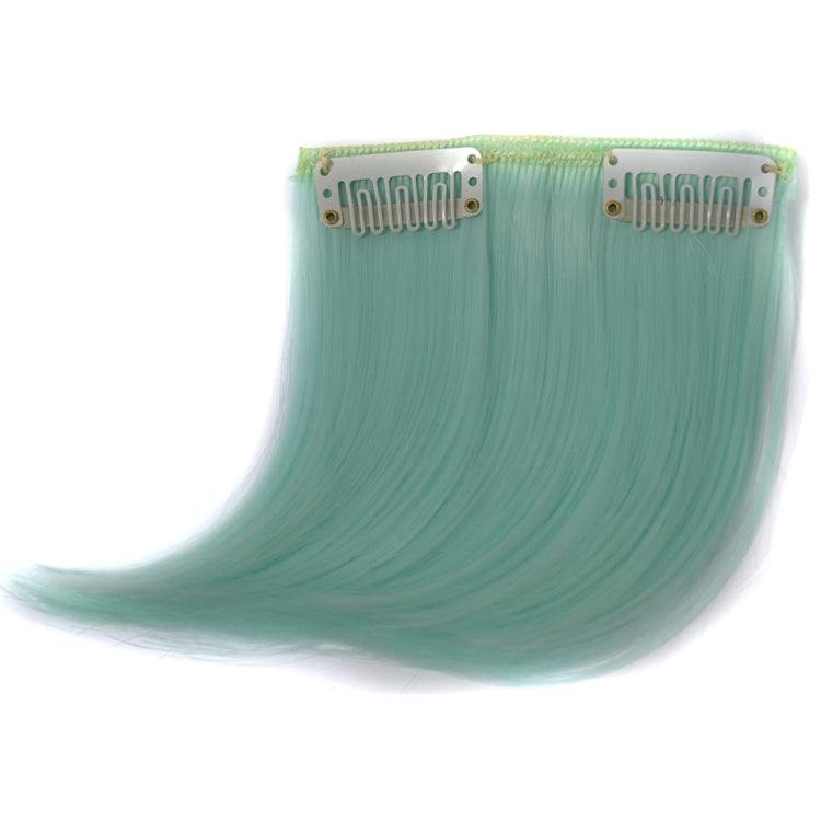 Color Gradient Invisible Seamless Hair Extension Wig Piece Straight Hair Piece Color Bangs Hair Piece(Fluorescent Green Light)