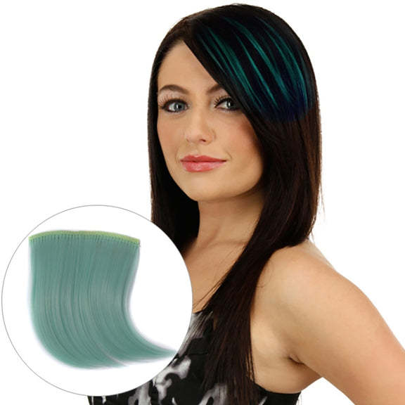 Color Gradient Invisible Seamless Hair Extension Wig Piece Straight Hair Piece Color Bangs Hair Piece(Fluorescent Green Light)