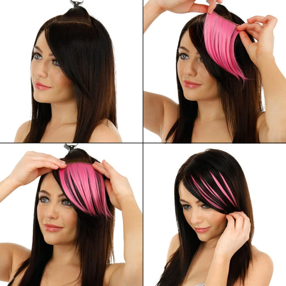 Color Gradient Invisible Seamless Hair Extension Wig Piece Straight Hair Piece Color Bangs Hair Piece(Beige)