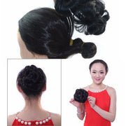 Wig Ball Head Flower Hairpin Hair Bag Wig Headband for Bride(Red)