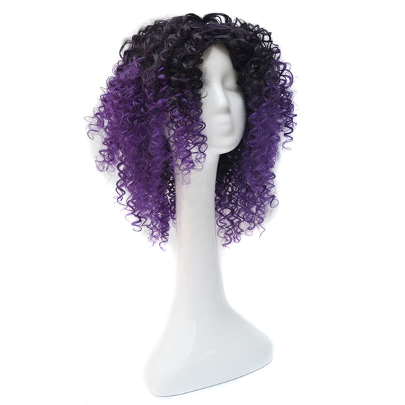 T191006 European and American Wig Headgear with Short and Small Curly Hair for Women (Purple)